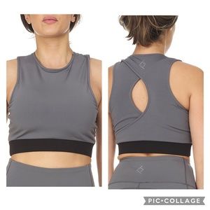 BSP Gray Active Sports Bra with Keyhole Detail